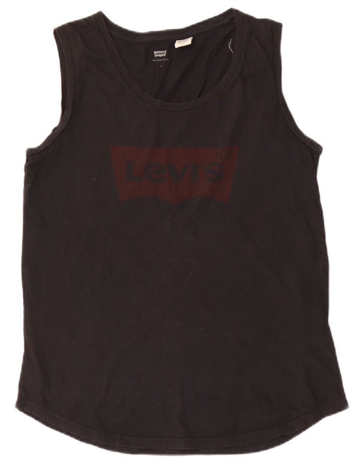 Γυναικείο γραφικό γιλέκο Levi's Top UK 10 Small μαύρο βαμβακερό