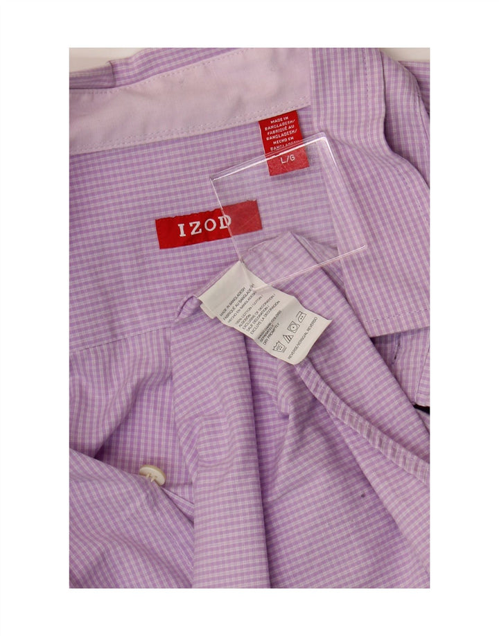 IZOD Mens Shirt Large Purple Check Cotton