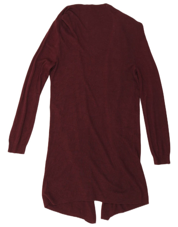Marks & Spencer Γυναικείο Longline ανοιχτό πουλόβερ ζακέτα UK 10 Small Burgundy
