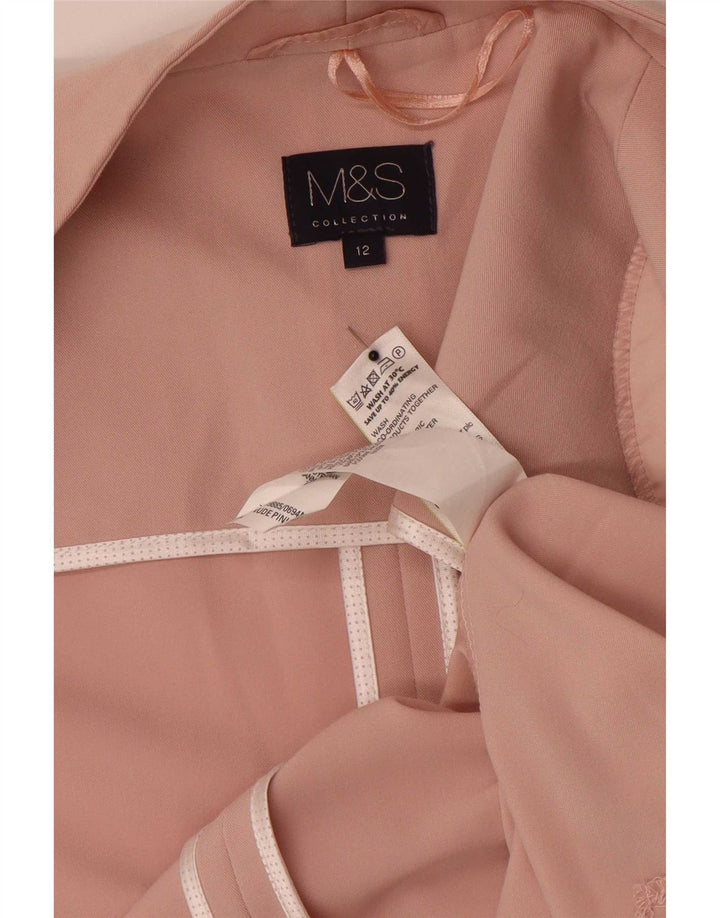 Marks & Spencer Γυναικείο Open Blazer Jacket UK 12 Medium Pink Polyester