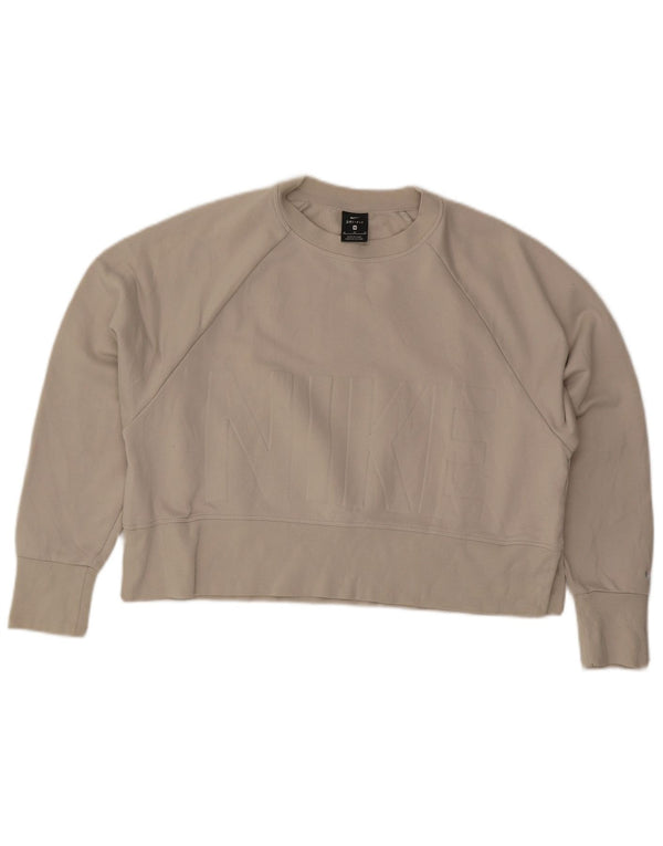 Γυναικείο γραφικό φούτερ NIKE υπερμεγέθη Crop Jumper UK 14 Medium Beige