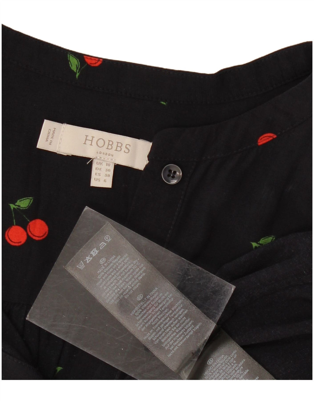 HOBBS Γυναικεία μακρυμάνικη μπλούζα τοπ UK 10 Small Black Floral