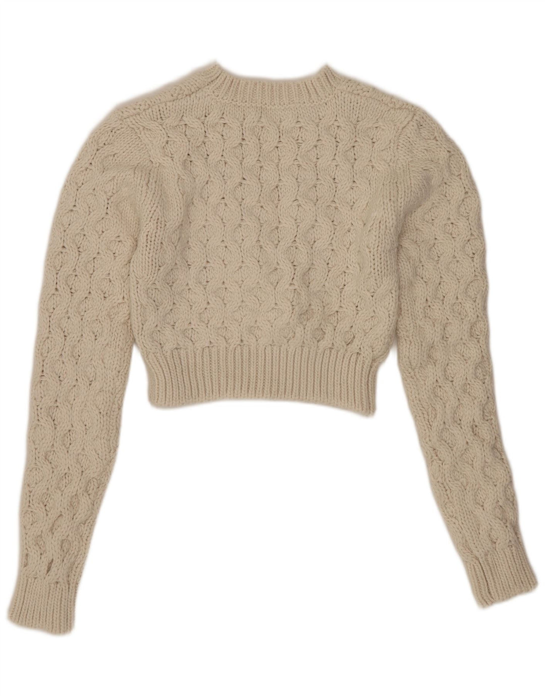 Zara Γυναικείο πουλόβερ με λαιμόκοψη Crop Crop UK 10 Small White Polyester