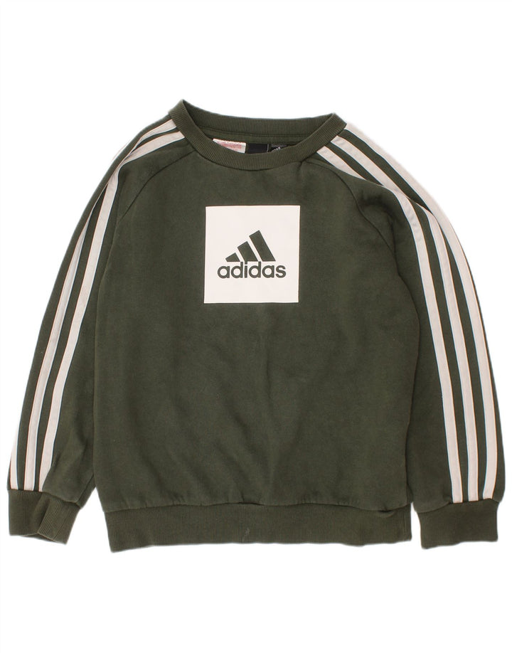 ADIDAS Γραφικό Φούτερ για Αγόρια Jumper 6-7 ετών Χακί βαμβακερό