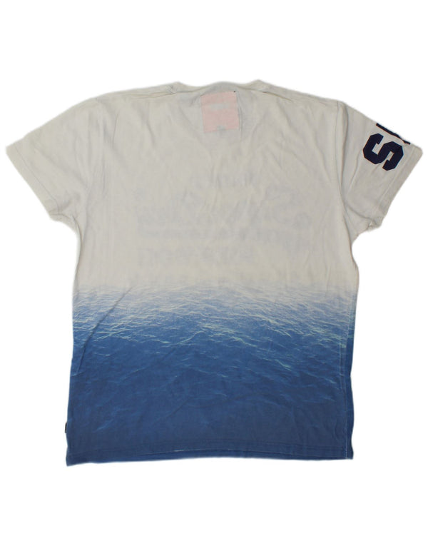 Ανδρικό γραφικό μπλουζάκι Superdry Top Large White Colourblock Βαμβακερό