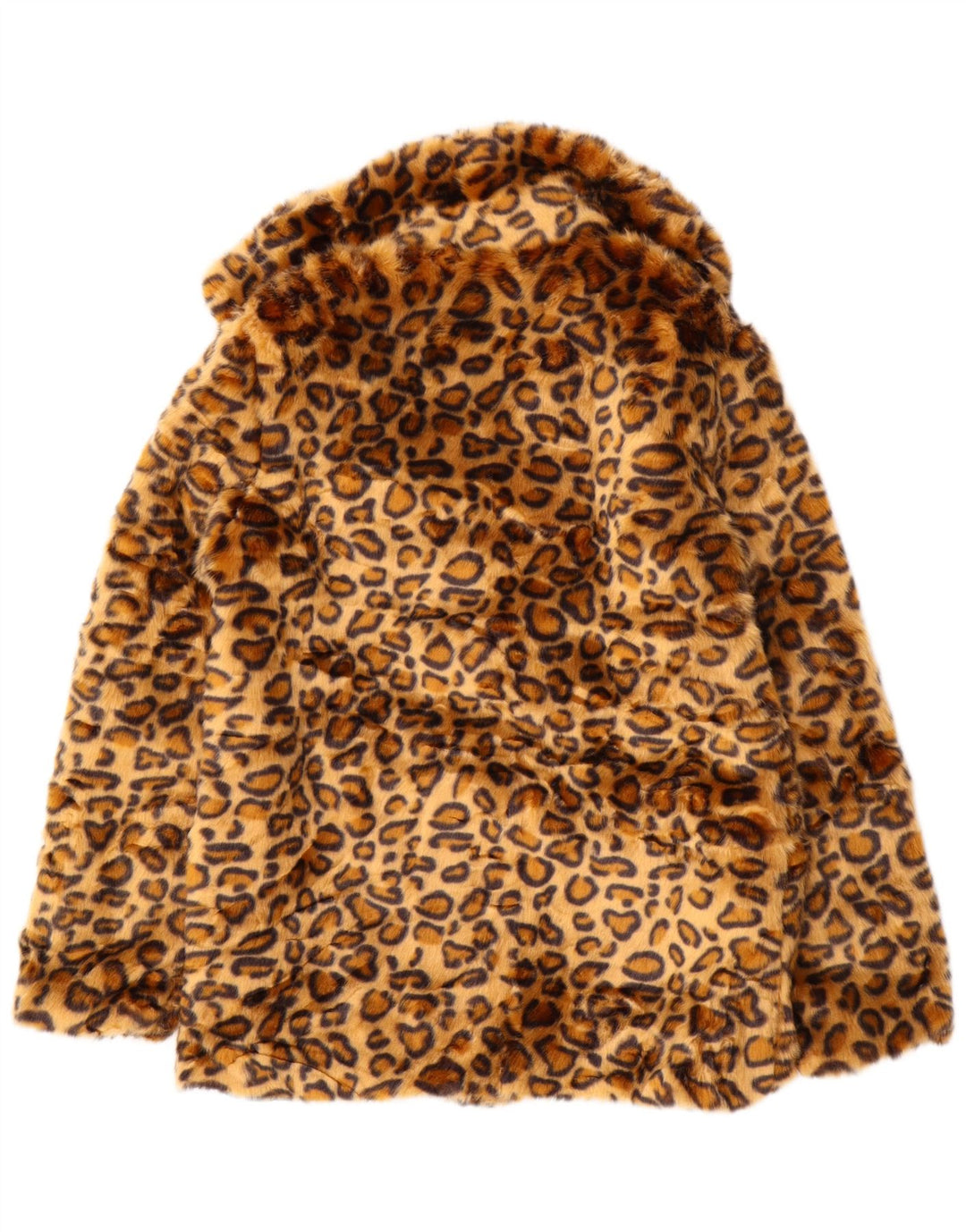 VINTAGE Γυναικείο μπουφάν από ψεύτικη γούνα UK 10 Small Brown Animal Print Polyester