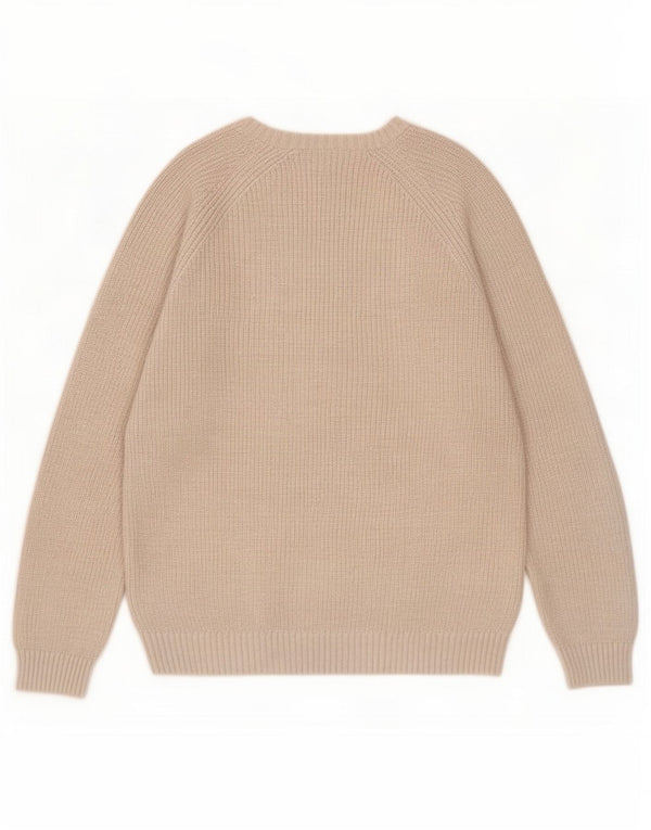 Zara Mens Boat Neck Jumper Sweater Large Beige Cotton