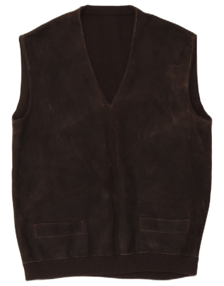 Vintage Ανδρικό Suede Γιλέκο Tank Top IT 48 Small Brown