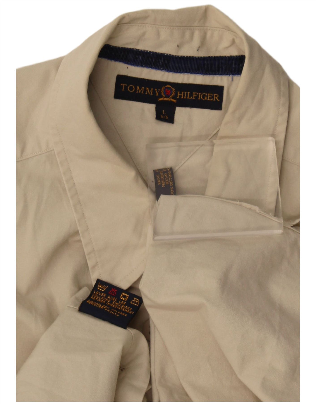 Ανδρικό πουκάμισο Tommy Hilfiger, μεγάλο μπεζ βαμβακερό