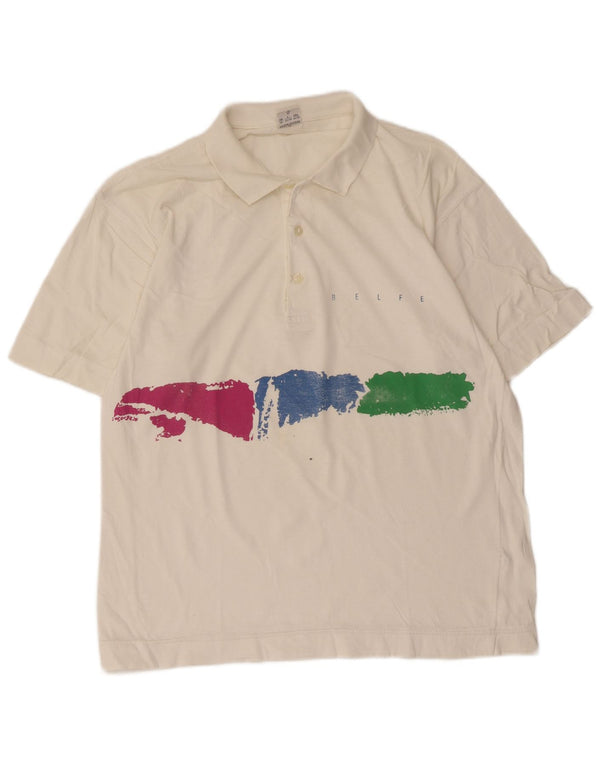 Belfe ανδρικό μπλουζάκι πόλο UK 42 Large White Tie Βαμβακερό