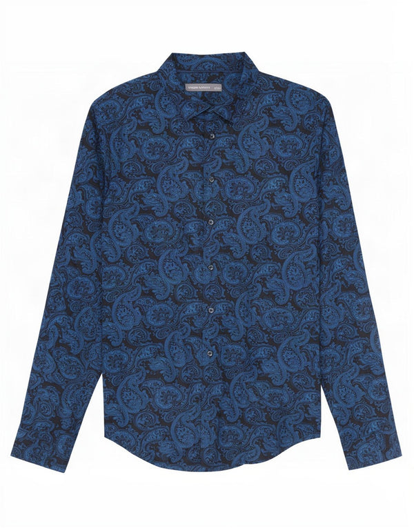 Ανδρικό πουκάμισο Angelo Litrico 37/38 Small Navy Blue Paisley Cotton