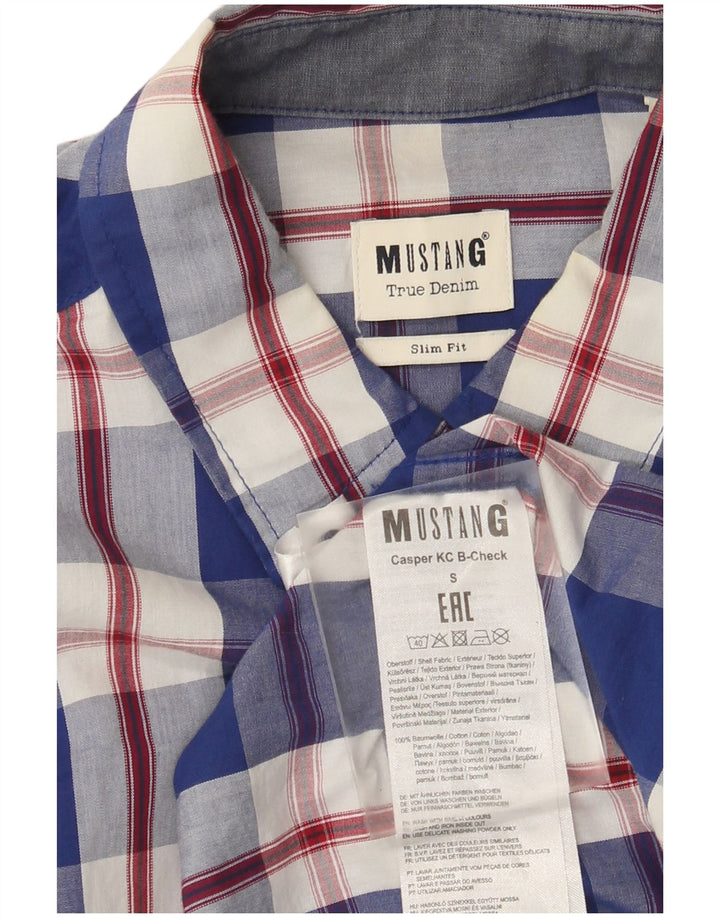 Ανδρικό πουκάμισο Mustang Slim Fit Small Blue Check Cotton