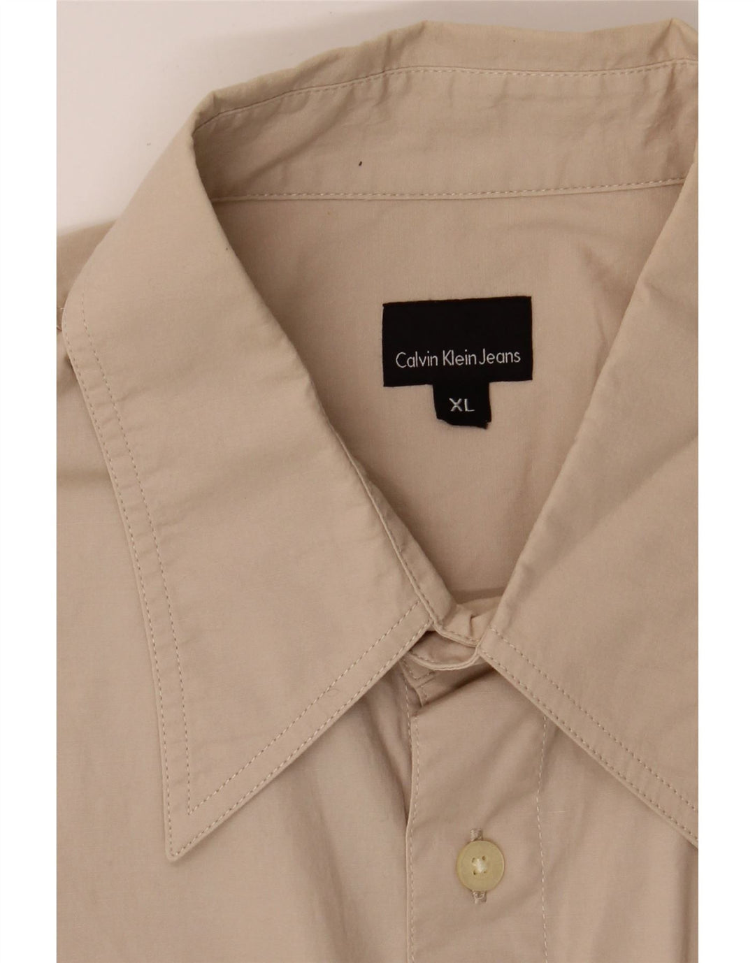 CALVIN KLEIN Mens Shirt XL Beige Cotton Vintage Calvin Klein and Second-Hand Calvin Klein from Messina Hembry 