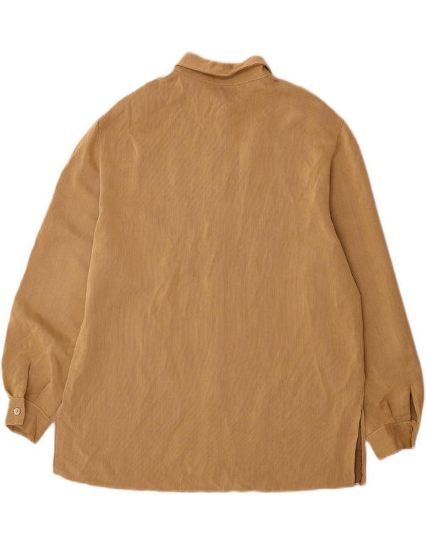Vintage γυναικείο Longline πουκάμισο UK 16 Large Beige Viscose
