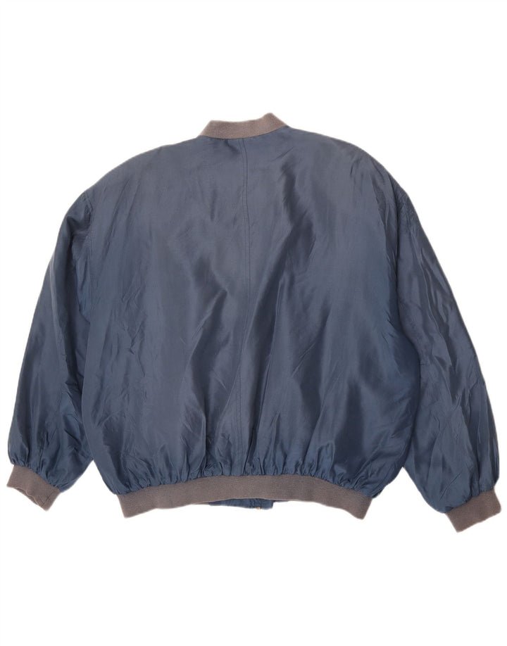 Vintage Ανδρικό Bomber Jacket UK 42 XL Blue Silk