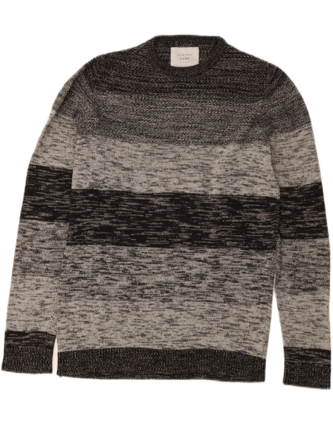 Jack & Jones Ανδρικό πουλόβερ με λαιμόκοψη, μικρό γκρι ριγέ