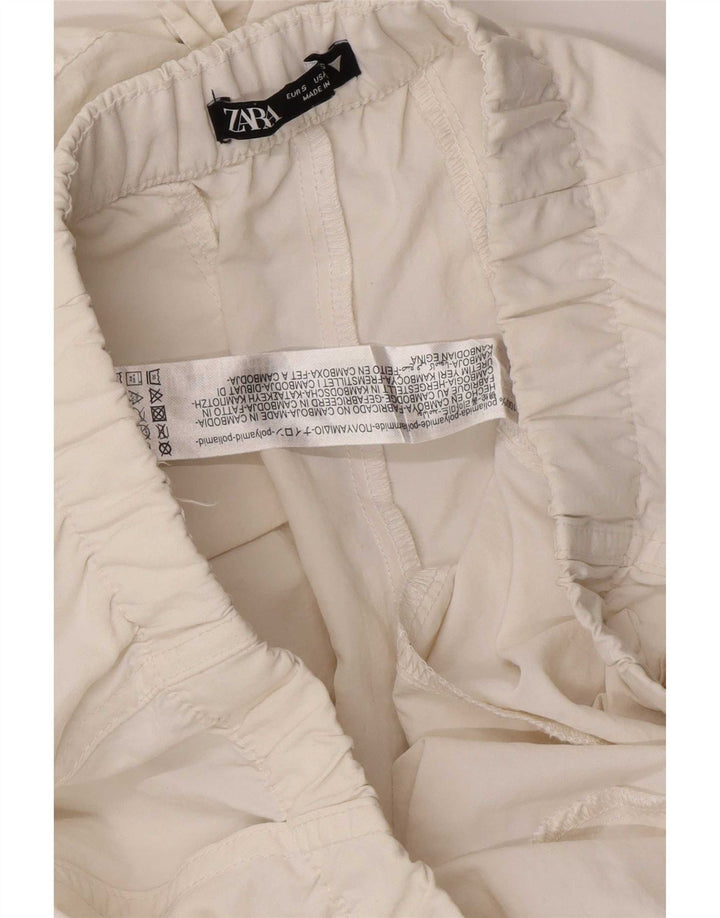 Zara Γυναικείο Παντελόνι Joggers Cargo Small W28 L30 White Polyamide