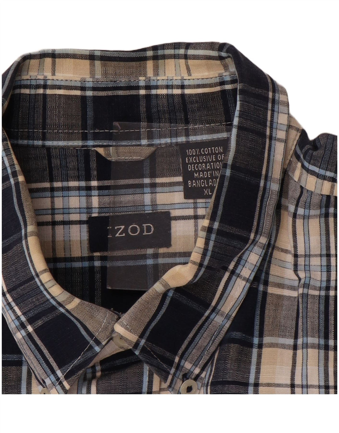 Ανδρικό κοντομάνικο πουκάμισο IZOD XL Navy Blue Check Cotton