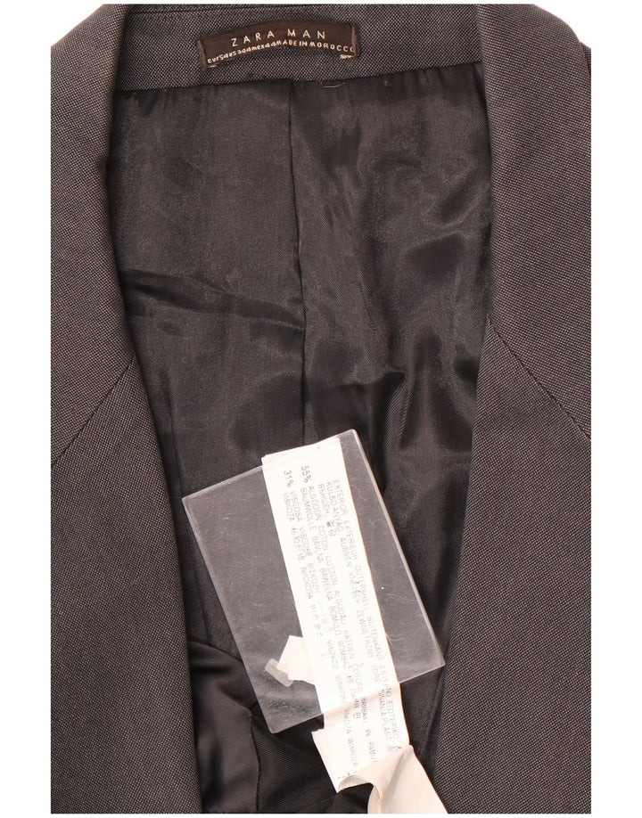 Zara Ανδρικό σακάκι μπλέιζερ με 1 κουμπί EU 54 XL Γκρι βαμβακερό