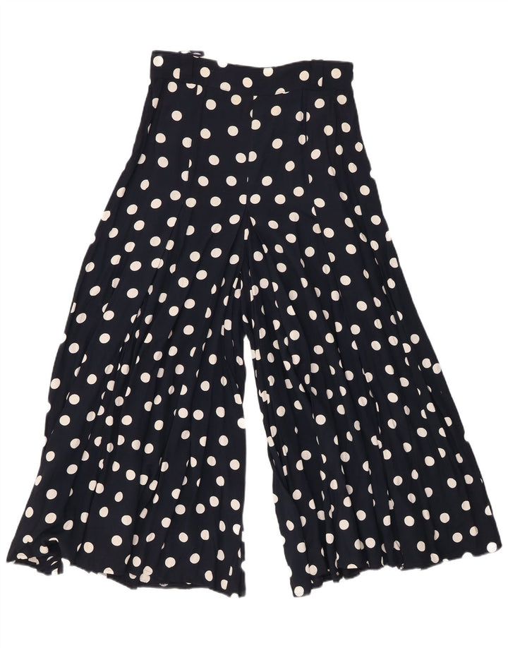 VINTAGE Γυναικείο φαρδύ παντελόνι Capri W26 L21 Navy Blue Spotted