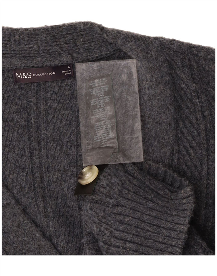 MARKS & SPENCER Womens Oversized Cardigan Sweater UK 16 Large Grey Vintage Marks & Spencer and Second-Hand Marks & Spencer from Messina Hembry 