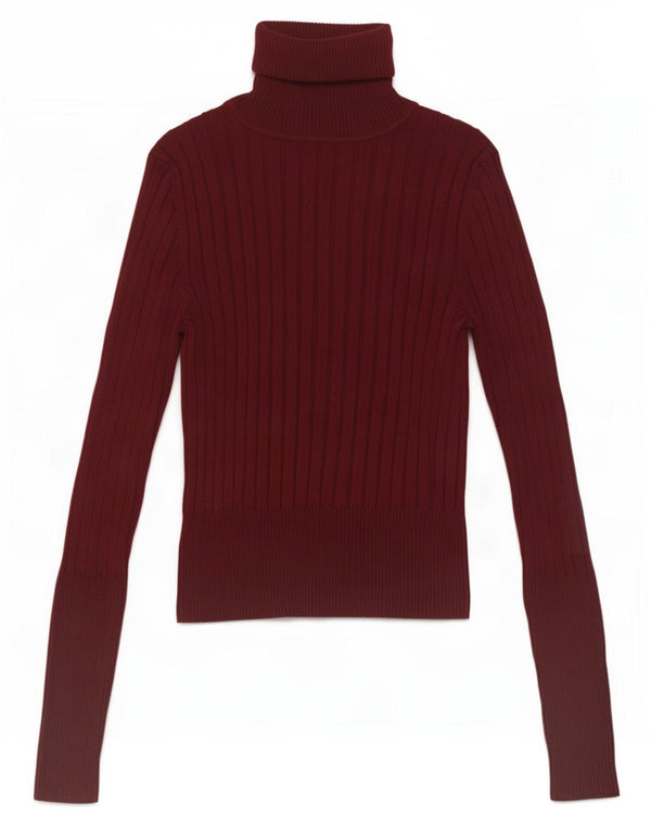 Zara Γυναικείο Crop Top Μακρύ μανίκι UK 12 Medium Burgundy