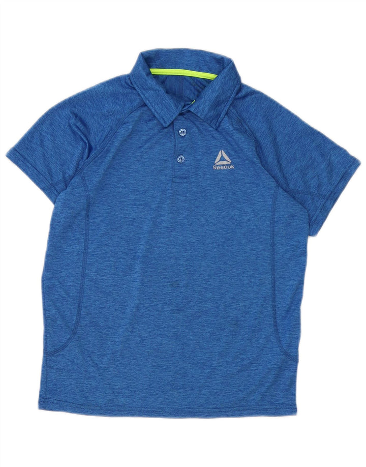 REEBOK Boys Polo πουκάμισο 11-12 ετών Blue Flecked Polyester