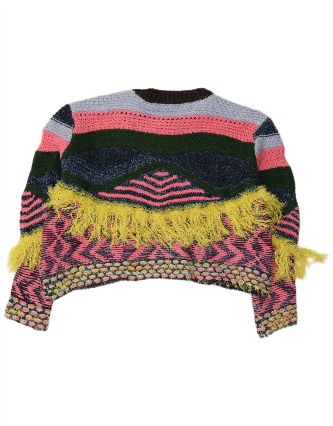 ZARA Γυναικείο πουλόβερ υπερμεγέθη Crew Neck Jumper UK 10 Small πολύχρωμο