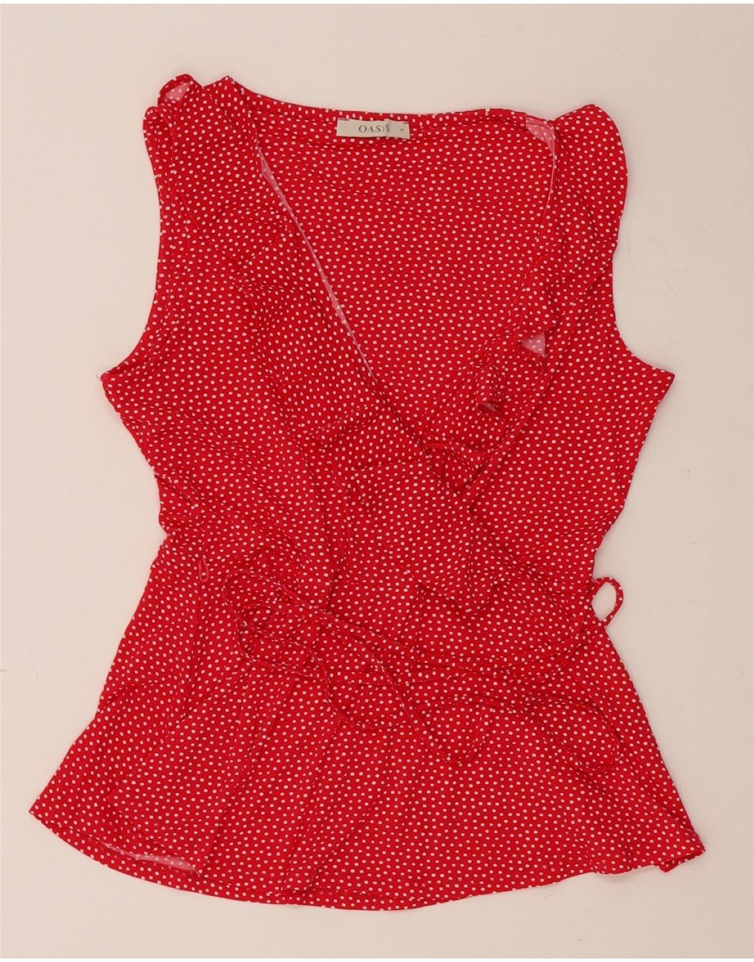 OASIS Womens Wrap Blouse Top UK 12 Medium Red Spotted Polyester Vintage Oasis and Second-Hand Oasis from Messina Hembry 