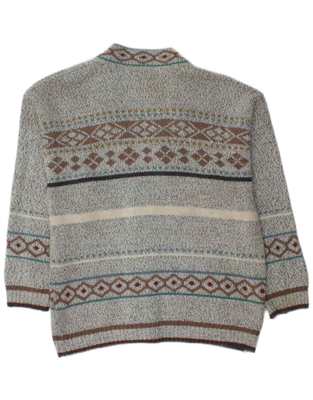 Ανδρικό πουλόβερ με ζακέτα VINTAGE Medium Grey Fair Isle