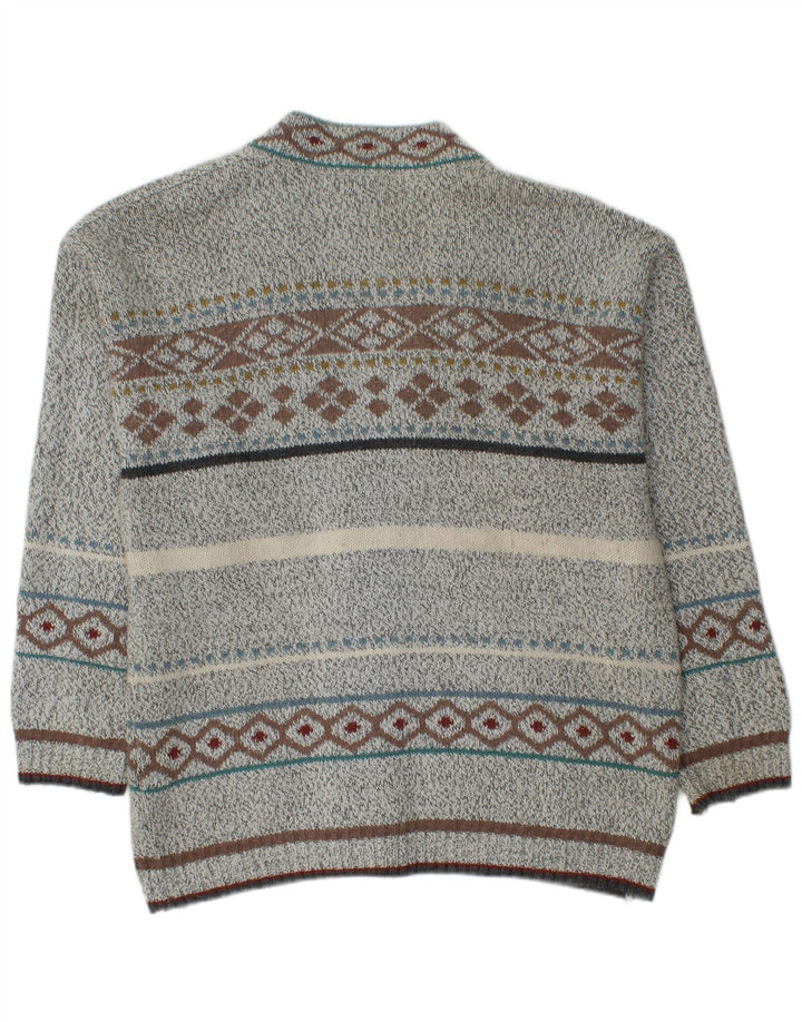 Ανδρικό πουλόβερ με ζακέτα VINTAGE Medium Grey Fair Isle