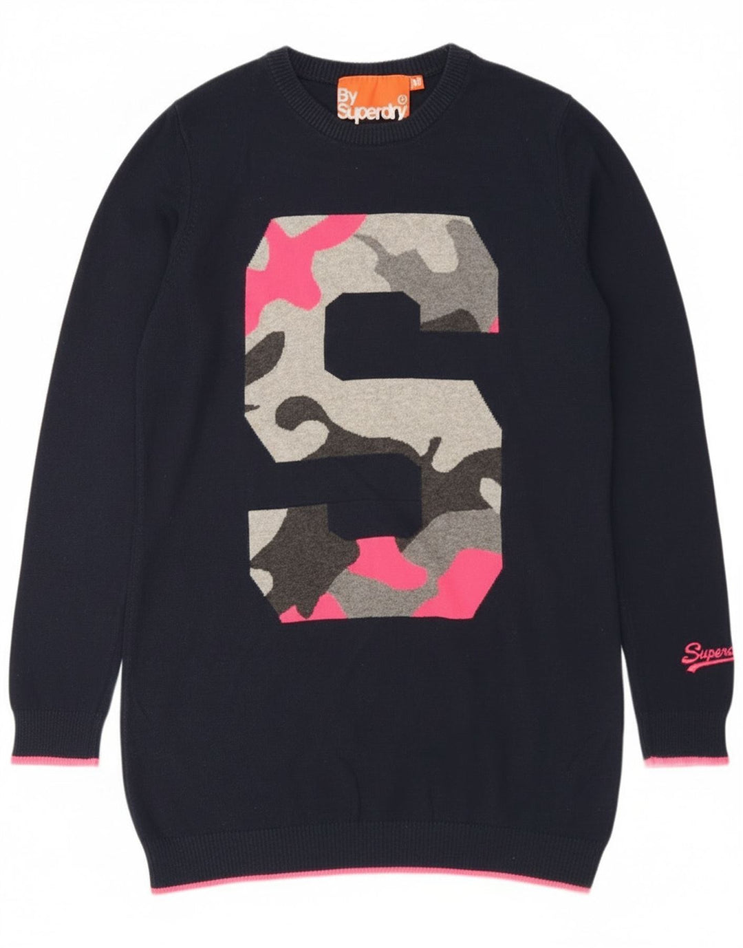 Superdry γυναικείο πουλόβερ Longline Crew Jumper UK 12 Medium Navy Blue