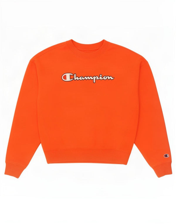 Champion Womens Graphic Oversized Φούτερ Jumper UK 10 Small Orange