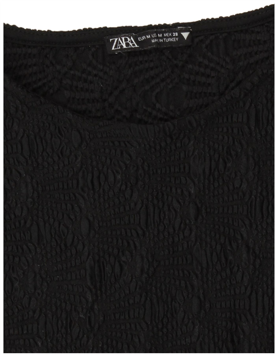 Zara Γυναικεία Μπλούζα Crop Top UK 12 Medium Black Polyester