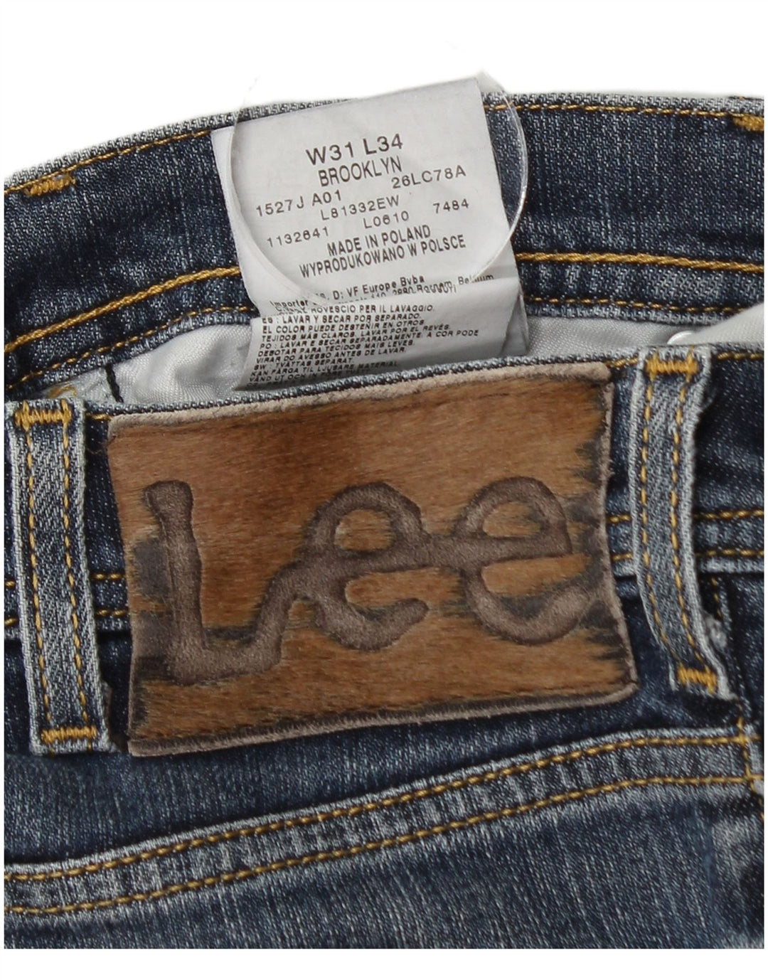 Lee Mens Brooklyn Straight Jeans W31 L32 Blue Cotton