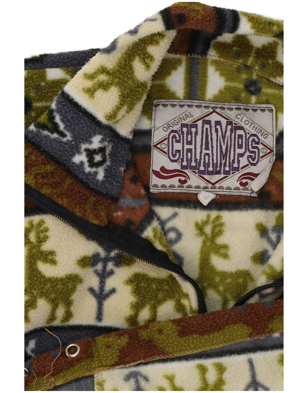 Vintage ανδρικό φερμουάρ Fleece Jumper Medium πολύχρωμο Fair Isle