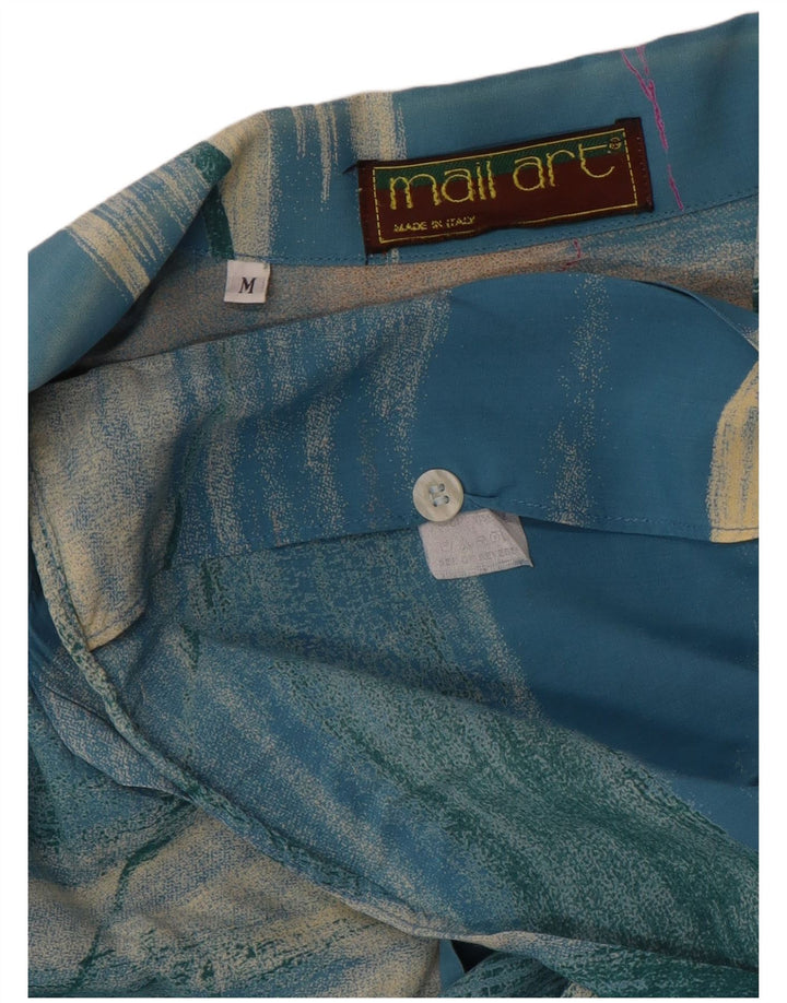 Vintage ανδρικό πουκάμισο με κοντό μανίκι με αφηρημένο σχέδιο, μεσαίο πολύχρωμο