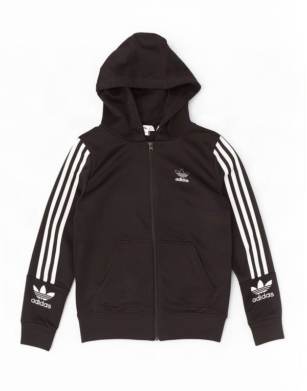 Γυναικείο πουλόβερ με κουκούλα με φερμουάρ Adidas UK 6 XS μαύρο πολυεστέρα