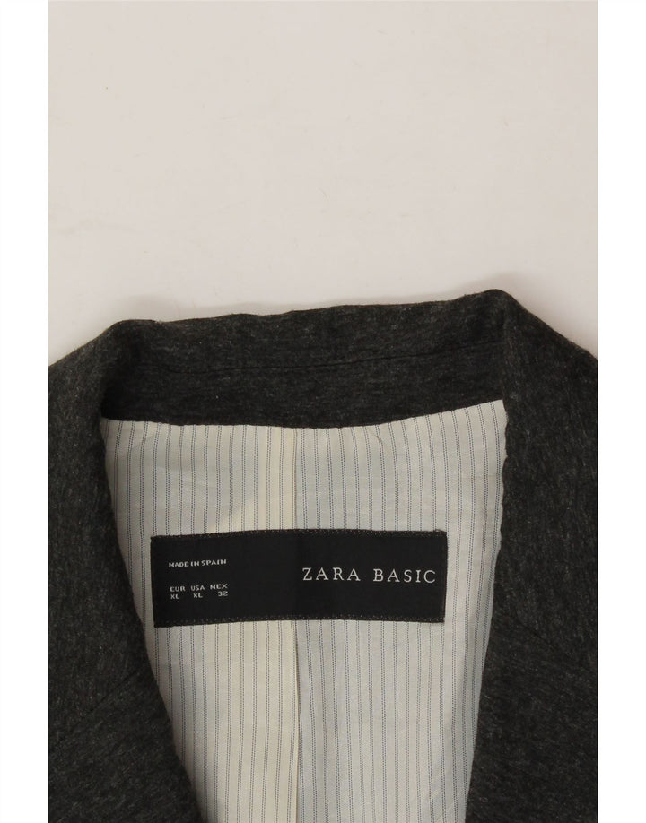 ZARA Womens 1 Button Blazer Jacket UK 18 XL Grey Viscose Vintage Zara and Second-Hand Zara from Messina Hembry 
