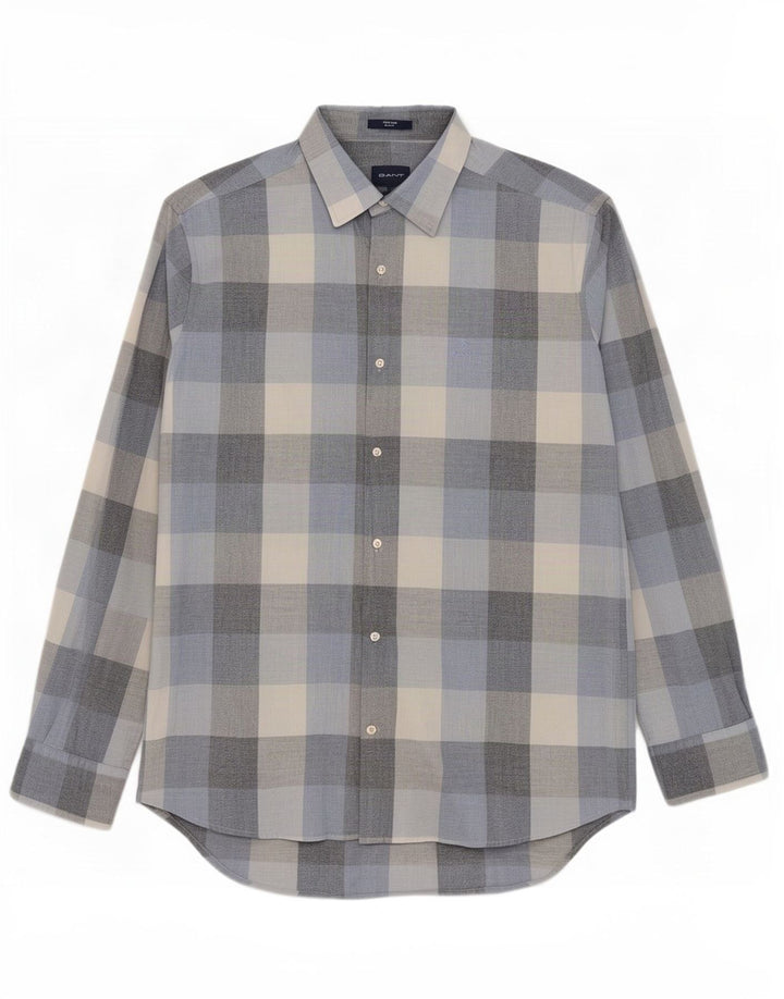 Ανδρικό πουκάμισο Gant Regular Fit Size 41/42 16 1/2 Large Blue Gingham Cotton