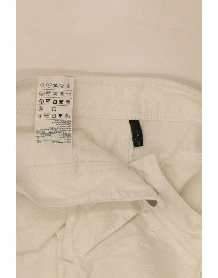 Γυναικείο Hot Παντελόνι Benetton IT 42 Medium W32 Λευκό βαμβακερό