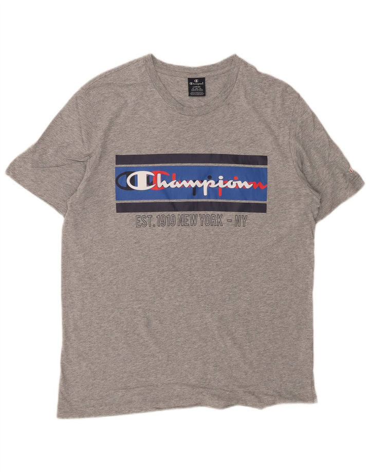 CHAMPION Mens Graphic T-Shirt Top Large Grey