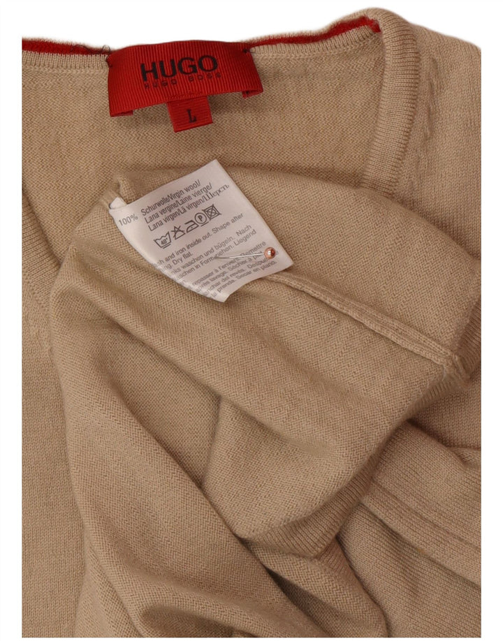 HUGO BOSS Ανδρικό γιλέκο Tank Top Μεγάλο μπεζ παρθένο μαλλί