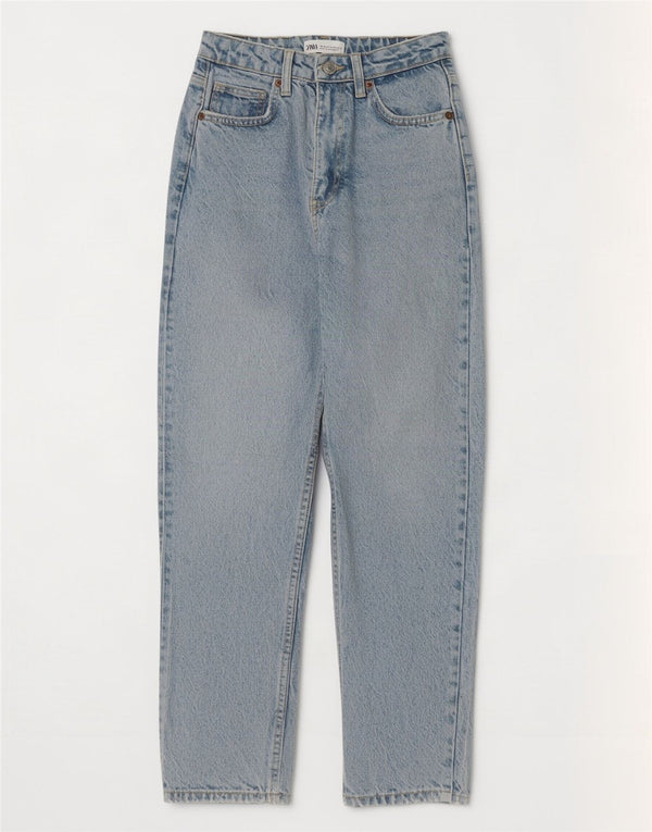 Zara Γυναικείο ψηλό ίσιο τζιν EU 34 2XS W24 L27 Μπλε