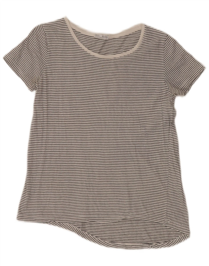 Γυναικείο T-Shirt ZARA Top UK 10 Small Grey Pinstripe