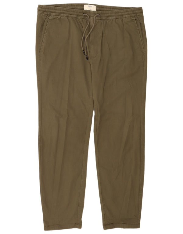 Ανδρικό κωνικό παντελόνι Marks & Spencer XL W38 L29 Χακί βαμβακερό