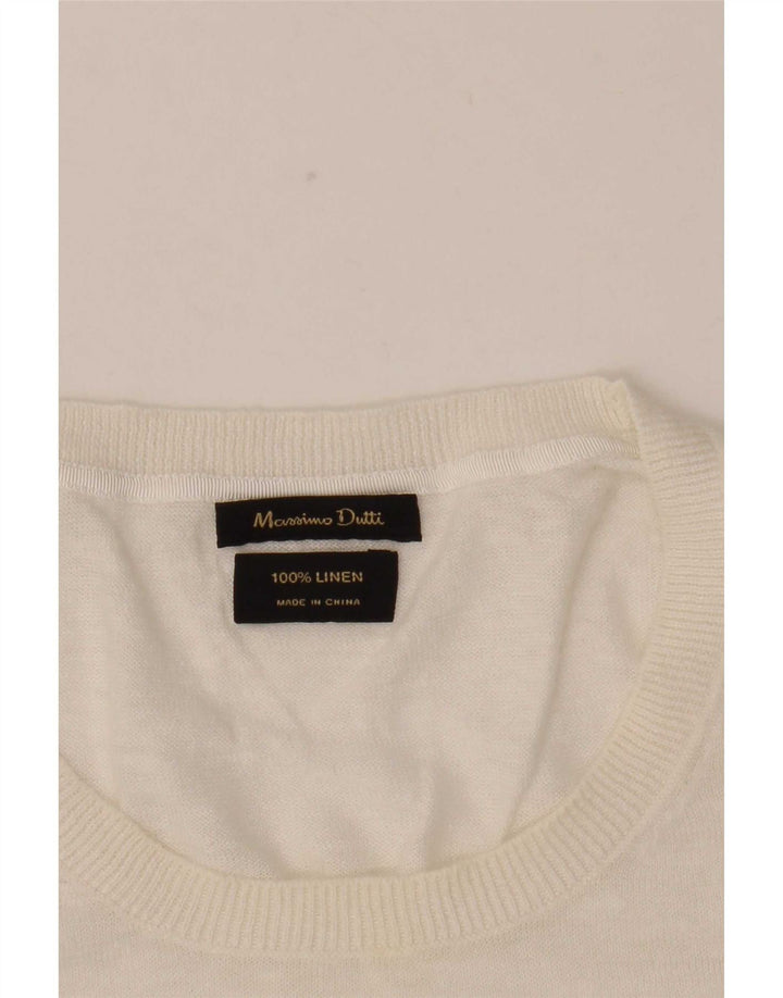 Massimo Dutti Γυναικείο πουλόβερ με λαιμόκοψη UK 16 μεγάλο λευκό ριγέ