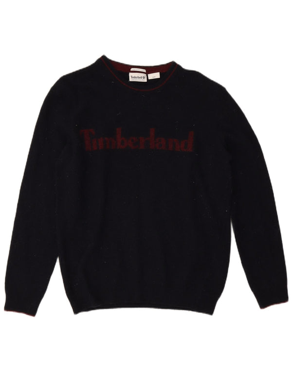 Γυναικείο Timberland Graphic Crew Neck Jumper πουλόβερ UK 14 Medium Navy Blue