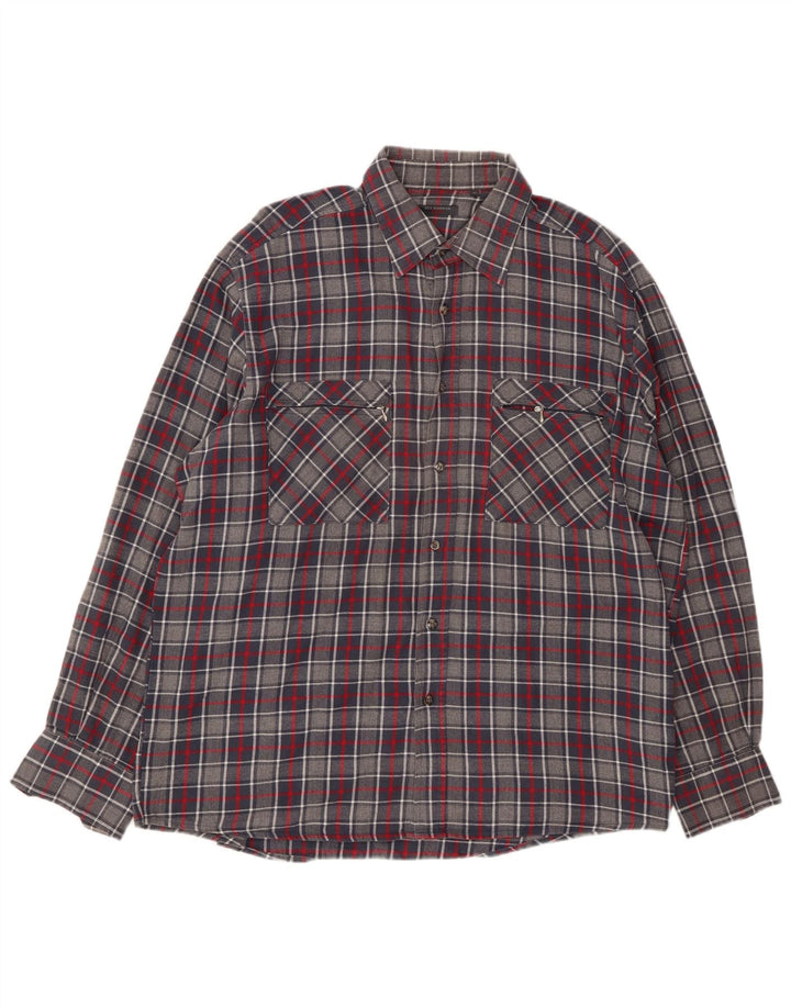 SEA BARRIER Ανδρικό φανελένιο πουκάμισο XL Γκρι βαμβακερό