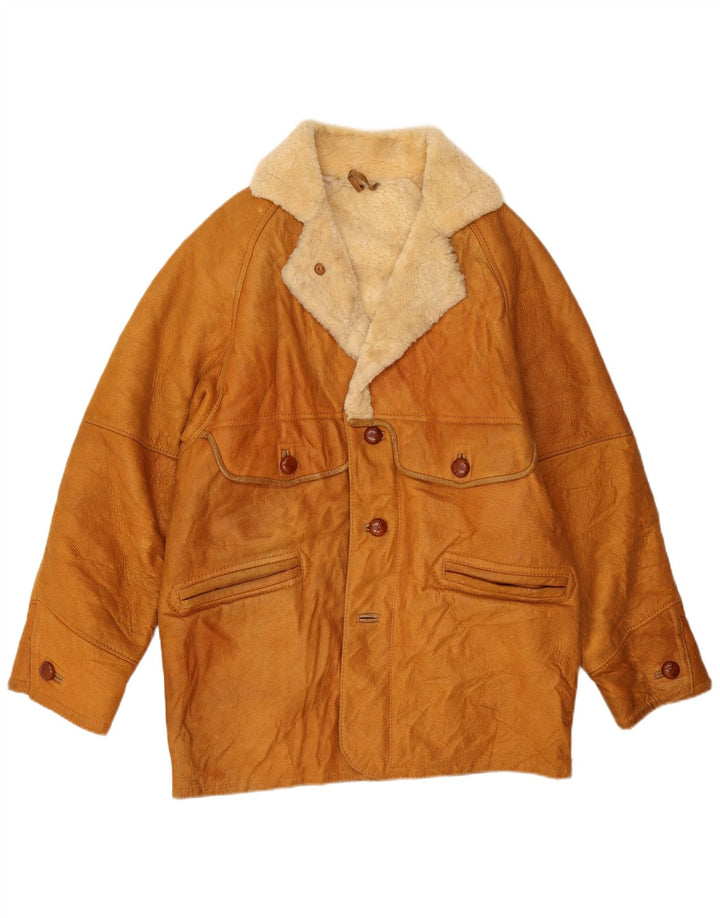 Ανδρικό Shearling Jacket VINTAGE UK 40 Large Brown Δερμάτινο